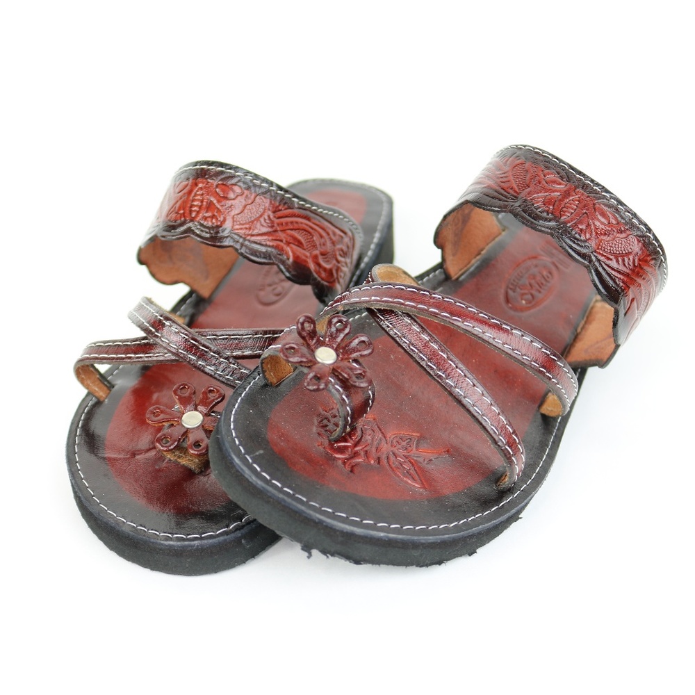Mexican Leather Slip On Sandals Size 8 (US)